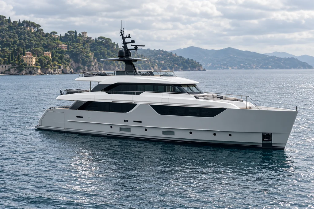Sanlorenzo SD118 on the Portofino coast