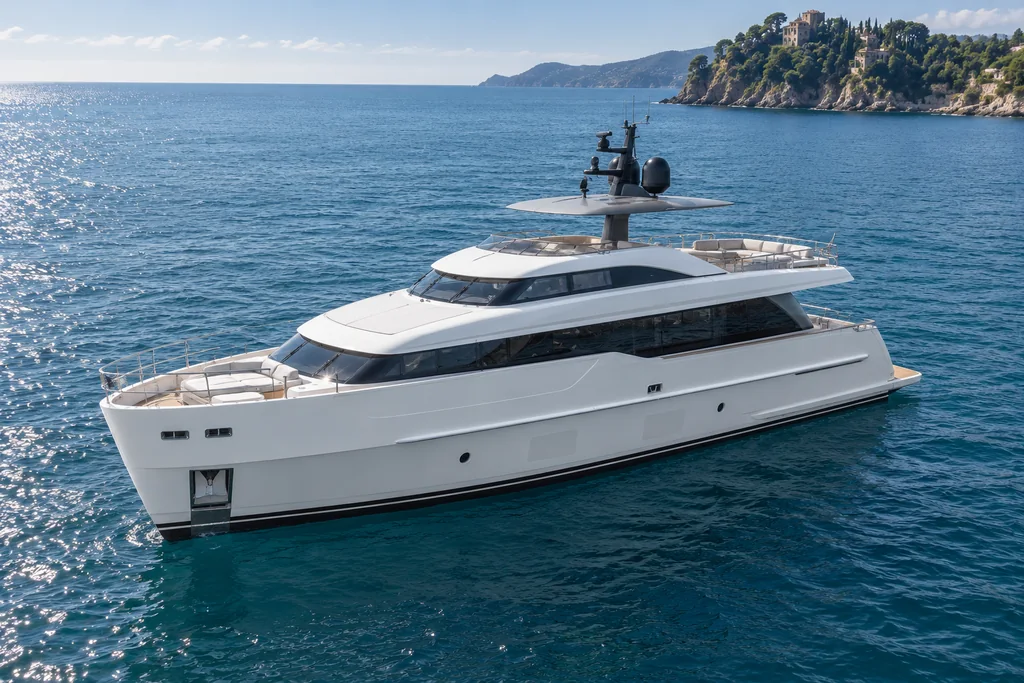 Sanlorenzo SD90 on the Portofino coast