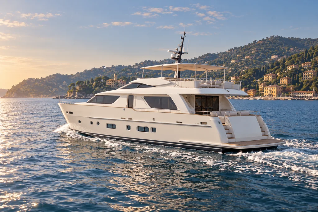 Sanlorenzo SD92 on the Portofino coast